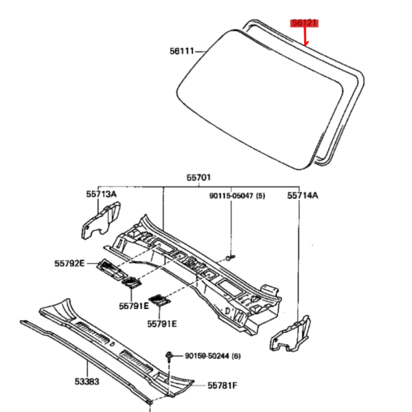 GOMA DELANTERA PARABRISAS J8 ORIGINAL TOYOTA LAND CRUISER