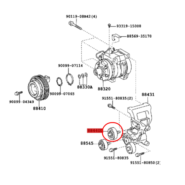 POLEA TENSOR CORREA DE SERVICIO J9/12/15 (Nº1) ORIGINAL  TOYOTA  LAND CRUISER