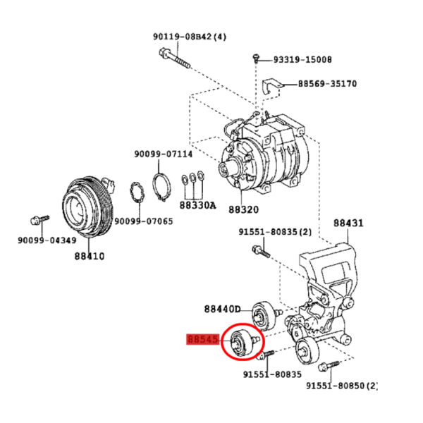 POLEA TENSOR CORREA DE SERVICIO J9/12/15 (Nº2) ORIGINAL  TOYOTA  LAND CRUISER