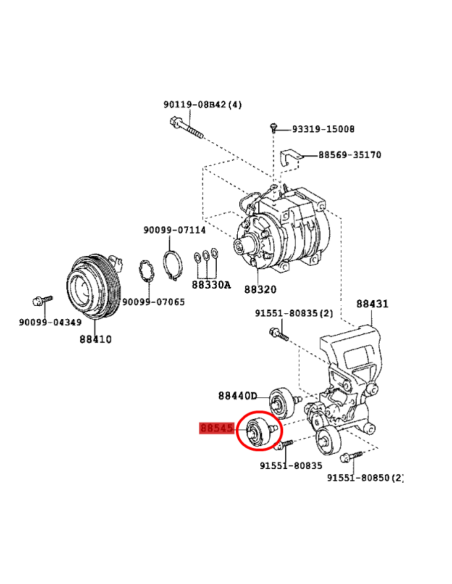 POLEA TENSOR CORREA DE SERVICIO J9/12/15 (Nº2) ORIGINAL  TOYOTA  LAND CRUISER