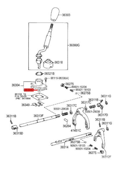 JUNTA PALANCA CAJA CAMBIOS J9  ORIGINAL  TOYOTA  LAND CRUISER