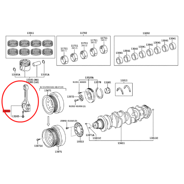 BIELA MOTOR  J7/8/10  ORIGINAL TOYOTA LAND CRUISER