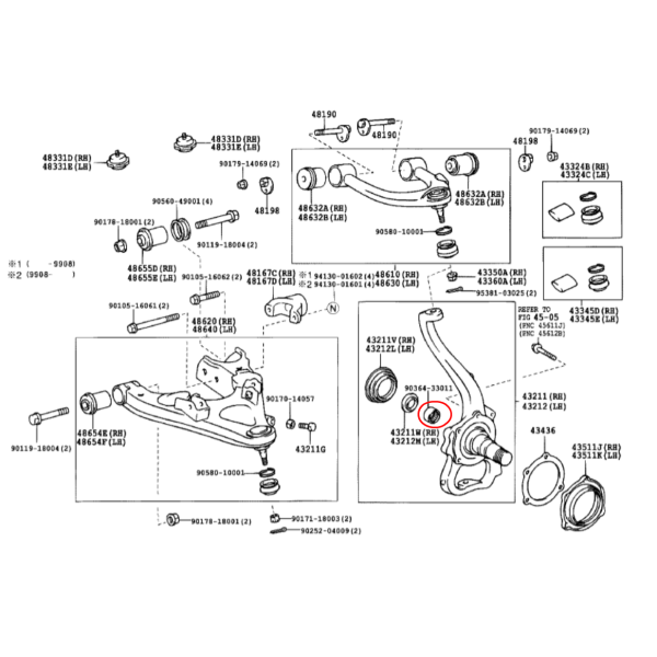 RODAMIENTO AGUJAS MANGUETA J10 ORIGINAL TOYOTA LAND CRUISER