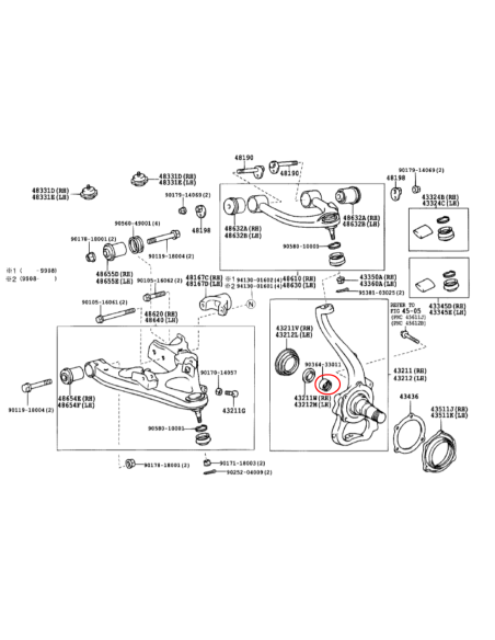 RODAMIENTO AGUJAS MANGUETA J10 ORIGINAL TOYOTA LAND CRUISER