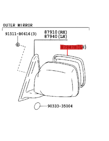 ESPEJO O CRISTAL RETROVISOR IZQUIERDO J9 ORIGINAL TOYOTA LAND CRUISER