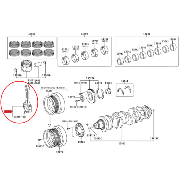 BIELA MOTOR  J20 (1VDFTV) ORIGINAL TOYOTA LAND CRUISER