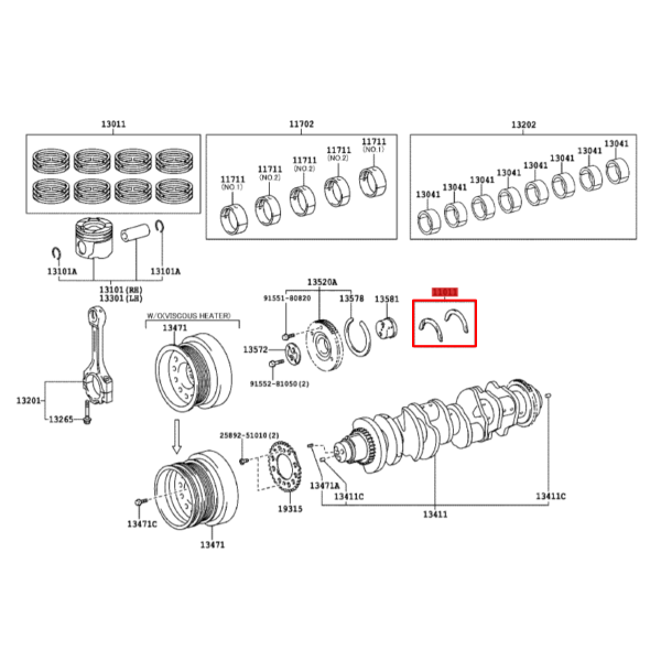 COJINETES AXIALES CIGUEÑAL J20 (STD) ORIGINAL TOYOTA LAND CRUISER