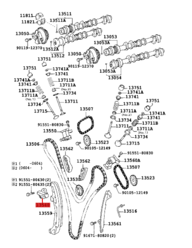 TENSOR CADENA DISTRIBUCION Nº1 J12/FJ (1GRFE)  ORIGINAL TOYOTA LAND CRUISER