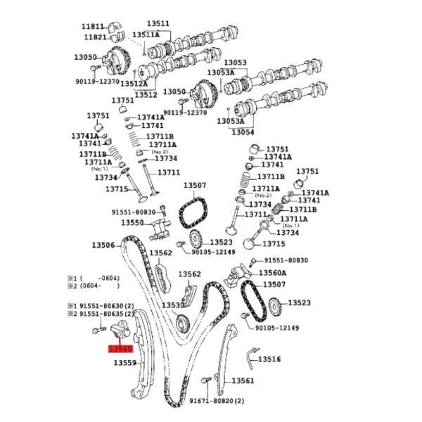 TENSOR CADENA DISTRIBUCION Nº1 J12/FJ (1GRFE)  ORIGINAL TOYOTA LAND CRUISER