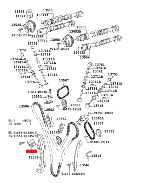 TENSOR CADENA DISTRIBUCION Nº1 J12/FJ (1GRFE)  ORIGINAL TOYOTA LAND CRUISER