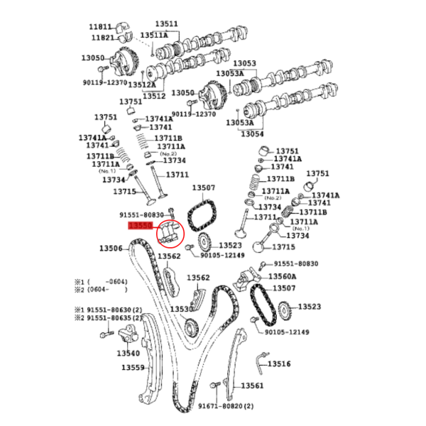 TENSOR CADENA DISTRIBUCION Nº2 J12/FJ (1GRFE)  ORIGINAL TOYOTA LAND CRUISER