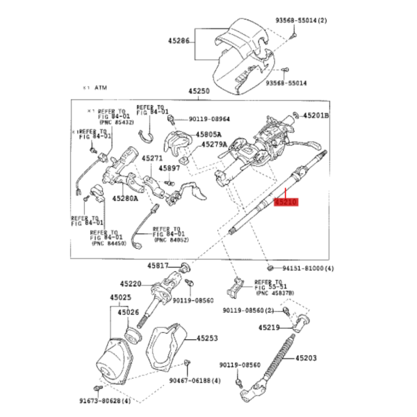 COLUMNA DIRECCION SUPERIOR J12  ORIGINAL TOYOTA LAND CRUISER
