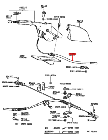 CABLE FRENO DE MANO J6 ORIGINAL TOYOTA LAND CRUISER