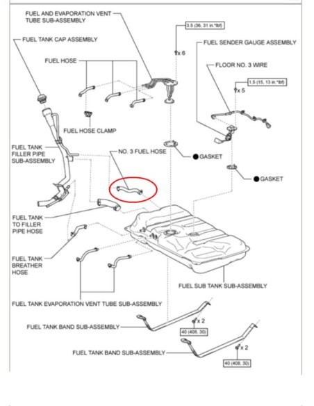 TUBO Nº3 DEPOSITO COMBUSTIBLE ADICIONAL J20 ORIGINAL TOYOTA LAND CRUISER