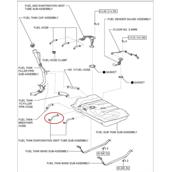 TUBO Nº1 DEPOSITO COMBUSTIBLE ADICIONAL J20 ORIGINAL TOYOTA LAND CRUISER
