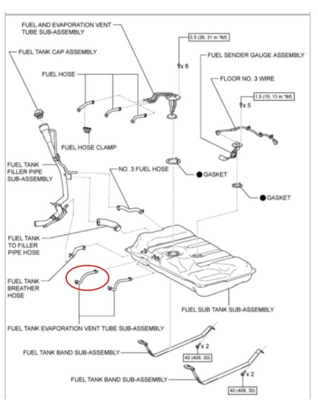 TUBO Nº1 DEPOSITO COMBUSTIBLE ADICIONAL J20 ORIGINAL TOYOTA LAND CRUISER