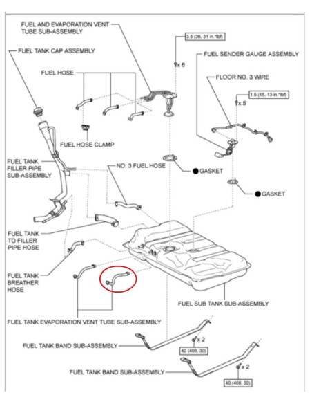TUBO Nº2 DEPOSITO COMBUSTIBLE ADICIONAL J20 ORIGINAL TOYOTA LAND CRUISER