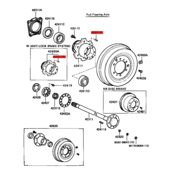 PIN CENTRADOR PALIER/BUJE J7/8/9 ORIGINAL TOYOTA LAND CRUISER