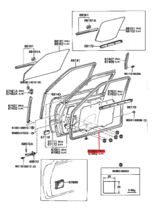 GOMA EXTERIOR PUERTA DERECHA DELANTERA  J6 ORIGINAL TOYOTA LAND CRUISER 2