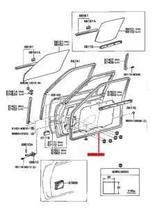 GOMA EXTERIOR PUERTA IZQUIERDA DELANTERA  J6 ORIGINAL TOYOTA LAND CRUISER 2