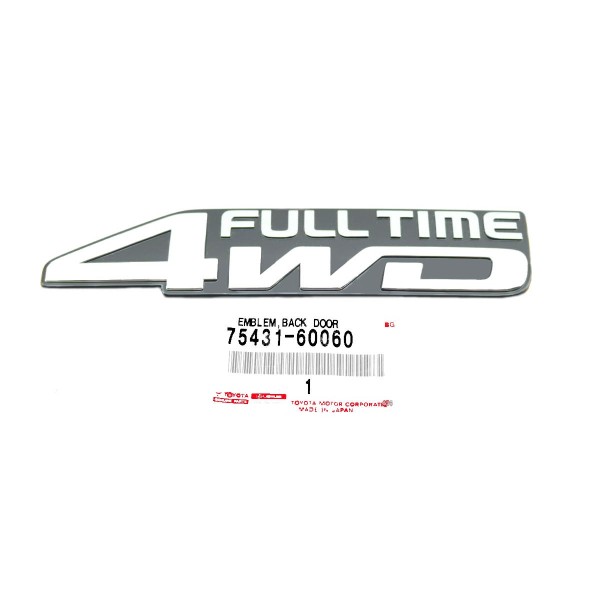 EMBLEMA PORTON TRASERO J8 " FULL TIME 4WD " ORIGINAL TOYOTA LAND CRUISER