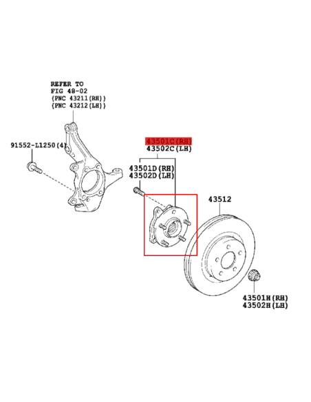 RODAMIENTO BUJE DELANTERO RAV4 ORIGINAL TOYOTA LAND CRUISER