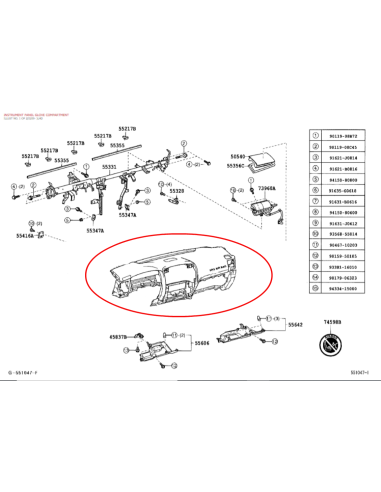 SALPICADERO INTERIOR DELANTERO J12 (NEGRO) ORIGINAL TOYOTA LAND CRUISER