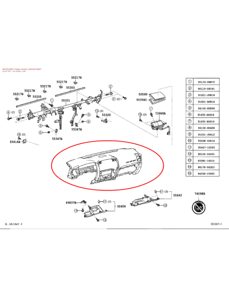 SALPICADERO INTERIOR DELANTERO J12 (NEGRO) ORIGINAL TOYOTA LAND CRUISER