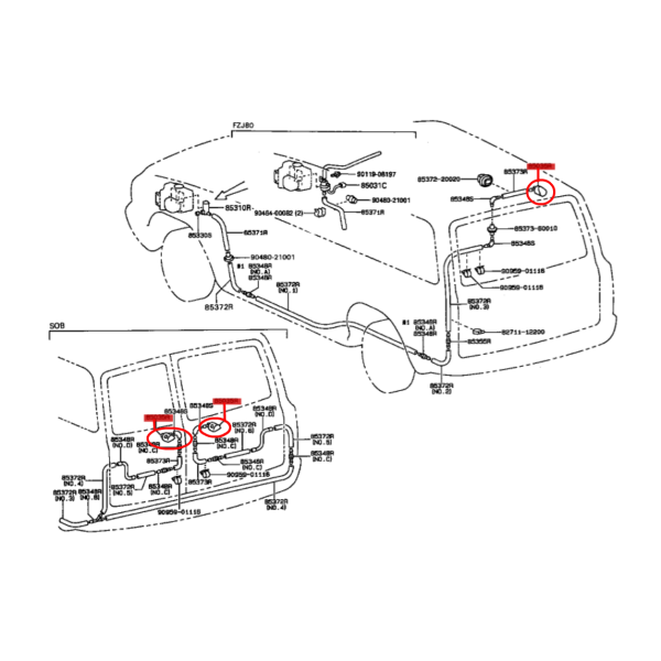 PULVERIZADOR LIMPIA PORTON TRASERO J8 ORIGINAL TOYOTA LAND CRUISER