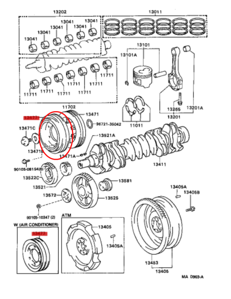POLEA CIGUEÑAL AIRE ACONDICIONADO J7/8 (12V) ORIGINAL TOYOTA LAND CRUISER