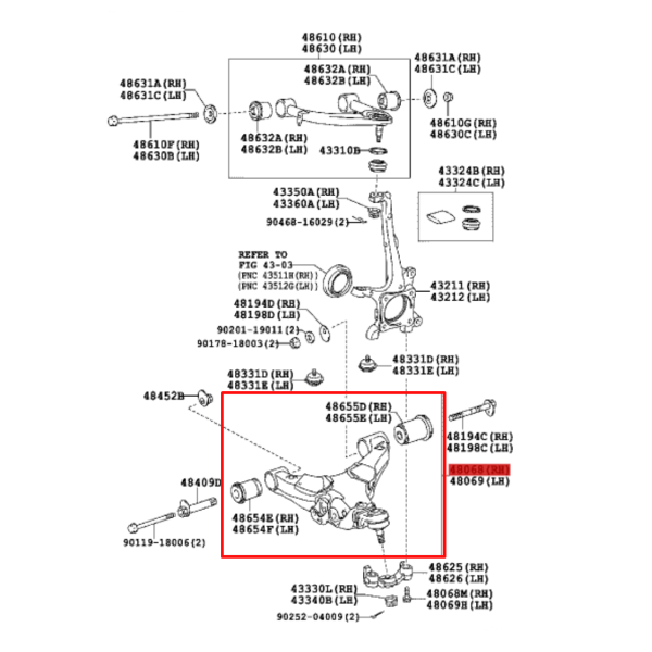 TRAPECIO INFERIOR DELANTERO DERECHO J20 ORIGINAL TOYOTA LAND CRUISER