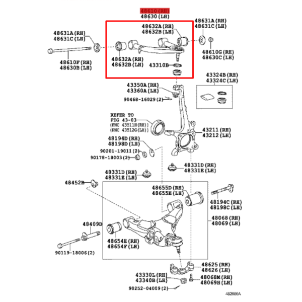 TRAPECIO SUPERIOR DELANTERO DERECHO J20 ORIGINAL TOYOTA LAND CRUISER