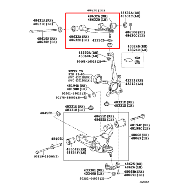 TRAPECIO SUPERIOR DELANTERO IZQUIERDO J20 ORIGINAL TOYOTA LAND CRUISER