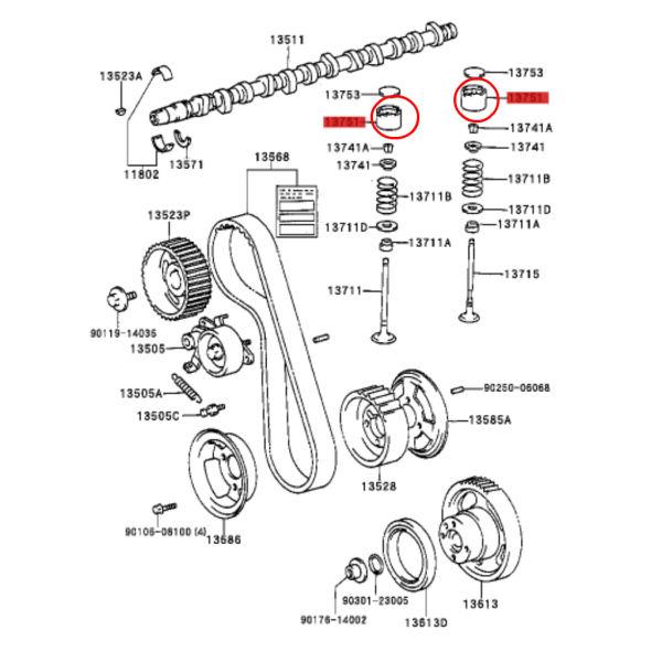 TAQUE VALVULA MOTOR J7/8/9 ORIGINAL TOYOTA LAND CRUISER