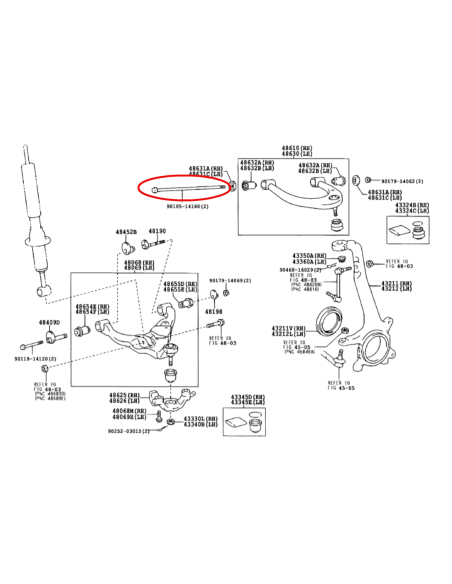 TORNILLO TRAPECIO SUPERIOR  J12/15 ORIGINAL TOYOTA LAND CRUISER