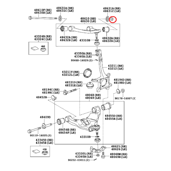 TUERCA TRAPECIO SUPERIOR  J12/15 ORIGINAL TOYOTA LAND CRUISER