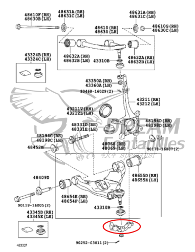 SOPORTE TRAPECIO INFERIOR DERECHO  J12/15 ORIGINAL TOYOTA LAND CRUISER
