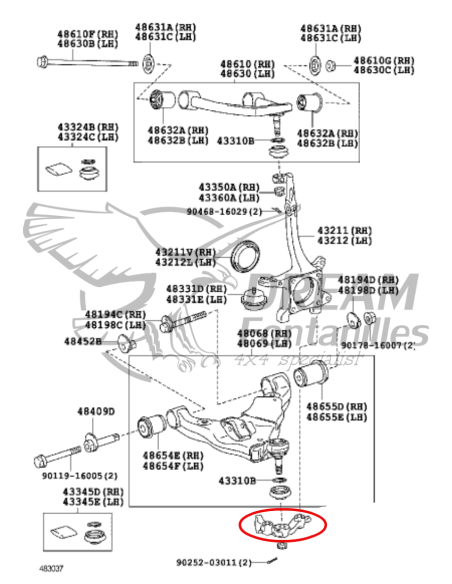 SOPORTE TRAPECIO INFERIOR DERECHO  J12/15 ORIGINAL TOYOTA LAND CRUISER