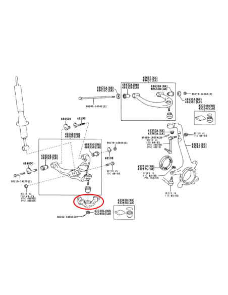 SOPORTE TRAPECIO INFERIOR IZQUIERDO  J12/15 ORIGINAL TOYOTA LAND CRUISER