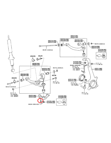 TORNILLO DEL SOPORTE/UNION TRAPECIO INFERIOR  J12/15 ORIGINAL TOYOTA LAND CRUISER