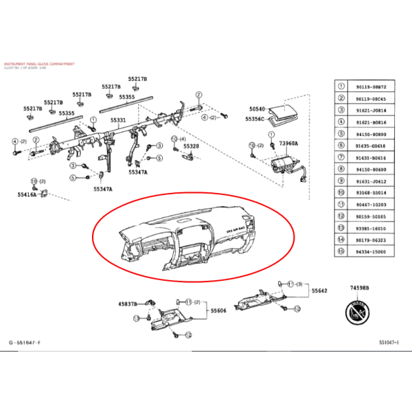 SALPICADERO INTERIOR DELANTERO J12 (NEGRO) ORIGINAL TOYOTA LAND CRUISER