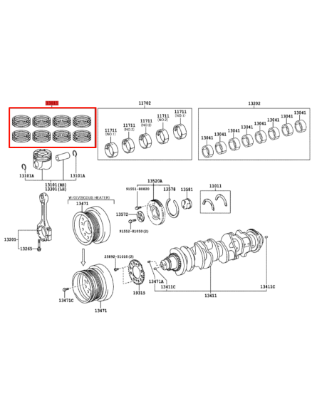 JUEGO SEGMENTOS O AROS J20 (STD) ORIGINAL TOYOTA LAND CRUISER