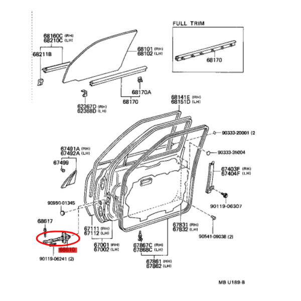 FRENO PUERTA DELANTERA J8 ORIGINAL TOYOTA LAND CRUISER