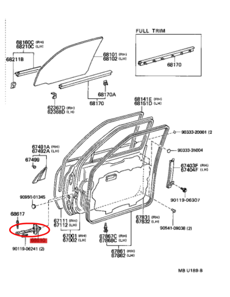 FRENO PUERTA DELANTERA J8 ORIGINAL TOYOTA LAND CRUISER