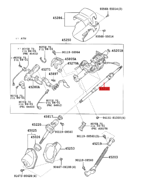 COLUMNA DIRECCION SUPERIOR J12  ORIGINAL TOYOTA LAND CRUISER