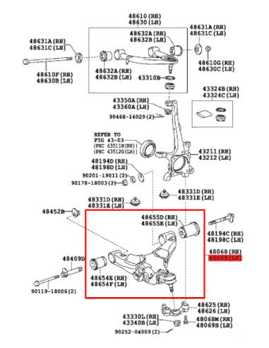 TRAPECIO INFERIOR DELANTERO IZQUIERDO J20 ORIGINAL TOYOTA LAND CRUISER