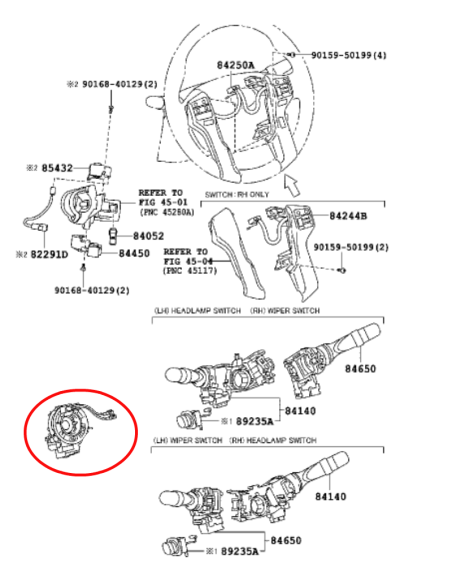 SERPENTIN AIRBAG VOLANTE  (CONTROL CRUCERO) J15 ORIGINAL TOYOTA LAND CRUISER