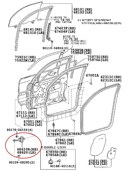 FRENO PUERTA LADO DELANTERO DERECHO  J12 ORIGINAL TOYOTA LAND CRUISER