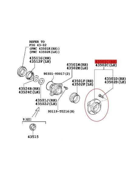 Boccola anteriore Toyota Hilux Vigo - Originale Toyota Land Cruiser