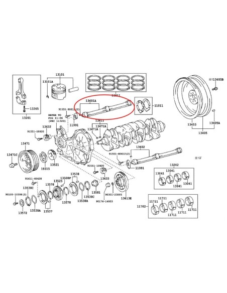 Arbre ou arbre d'équilibre n-1 pour Toyota Land Cruiser J9 / 12 / 15 / Toyota Hilux (moteur 1kdftv) - Original Toyota Land Cruis